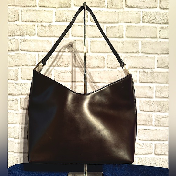 💎GUCCI Mahogany Leather V Cut Shoulder - Picture 1 of 12